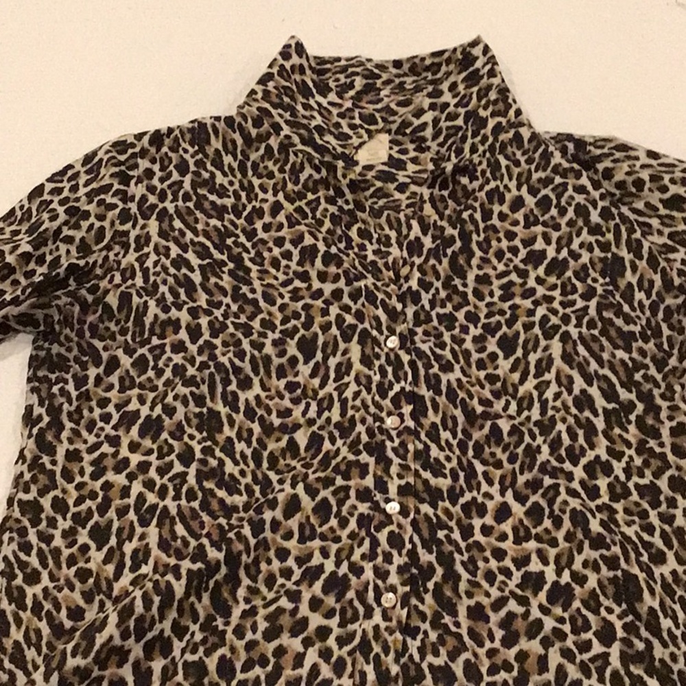 Leopard Print Button-Up Shirt size 12. J CREW